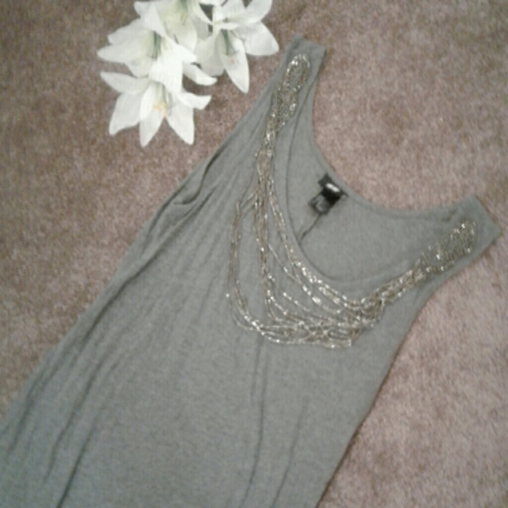 H&M Grey Dress with Beaded Accent